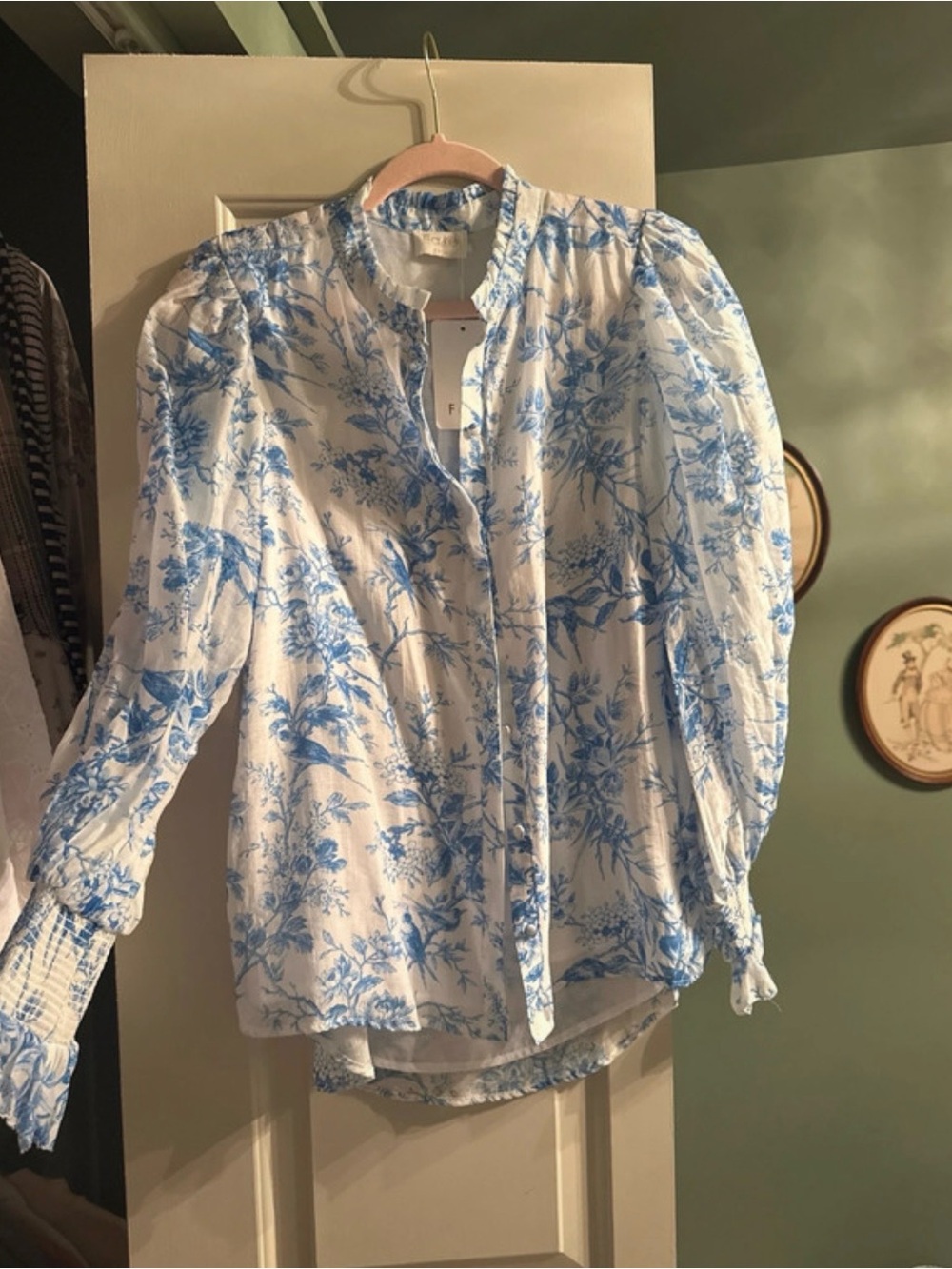 Fate White Blouse with Blue Floral Print